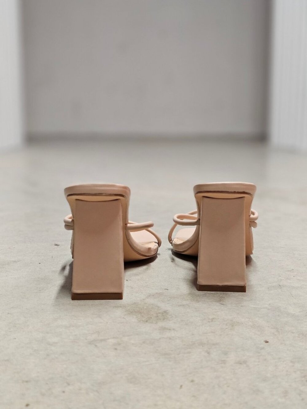 Strappy Nude Block Heel Sandals For Women Square Toe Slip-On Design - Picture 10 of 13